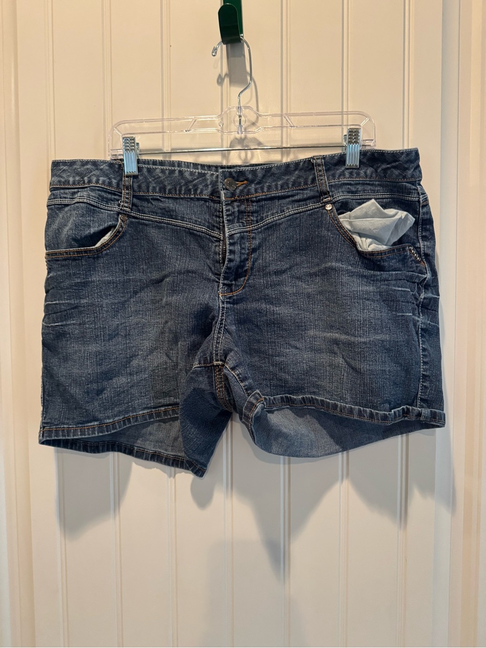 Denim Mid-Rise Women's Shorts in Dark Blue